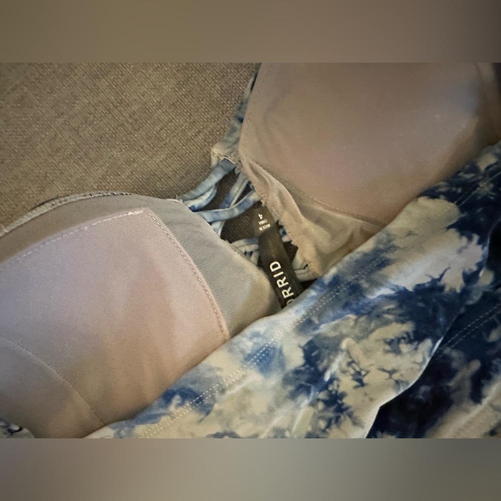 Torrid Blue and White Tie-Dye Swim top - Picture 3 of 3